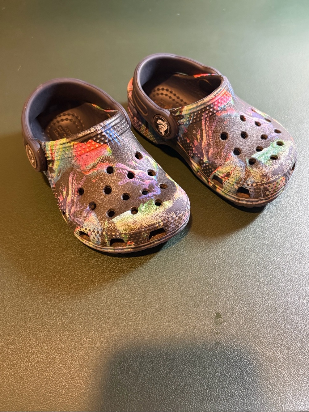 CROCS Kids Black Multicolor Dinosaur Clogs
